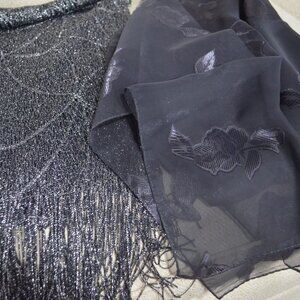 Two sheer Evening Scarves, One Rectangular, One Square - NWOT